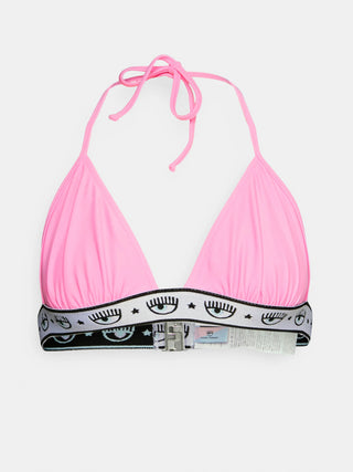 CHIARA FERRAGNI reggiseno beachwear con cinta loggata ROSA