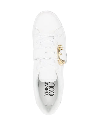 Versace Jeans Couture sneakers Court in pelle con fibbia barocca bianco