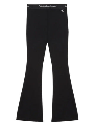 Calvin Klein Jeans pantaloni a zampa con banda logo nero