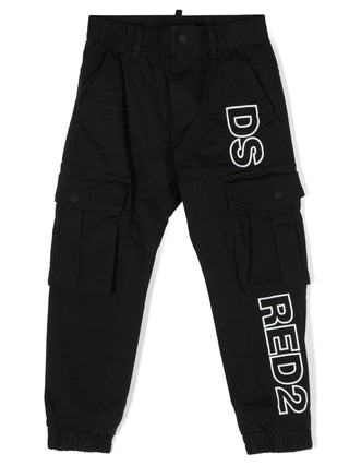 Dsquared2 pantaloni cargo con maxi logo nero