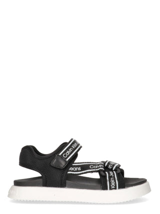 Calvin Klein sandali con velcro e stampa logo nero