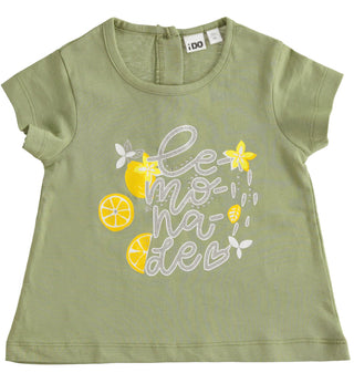 IDO T-shirt con stampa da bambina VERDE SALVIA