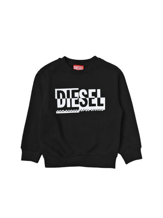 Diesel felpa girocollo con maxi stampa logo nero
