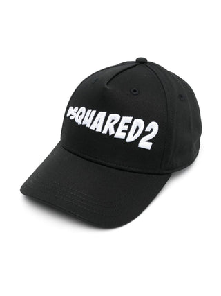 Dsquared2 cappello con visiera e maxi logo nero bianco