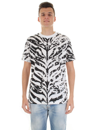 JOHN RICHMOND t-shirt con fantasia a contrasto BIANCO/NERO