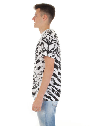 JOHN RICHMOND t-shirt con fantasia a contrasto BIANCO/NERO