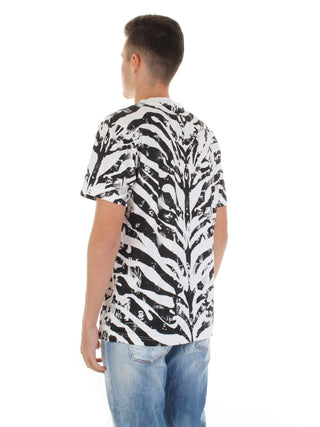 JOHN RICHMOND t-shirt con fantasia a contrasto BIANCO/NERO