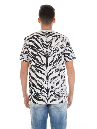 JOHN RICHMOND t-shirt con fantasia a contrasto BIANCO/NERO