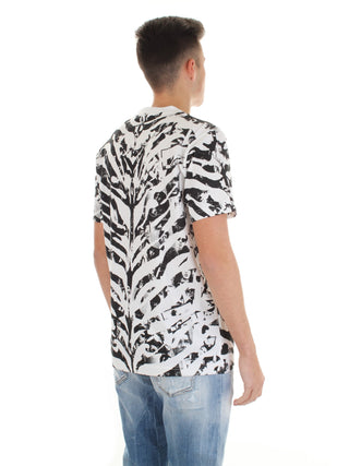 JOHN RICHMOND t-shirt con fantasia a contrasto BIANCO/NERO