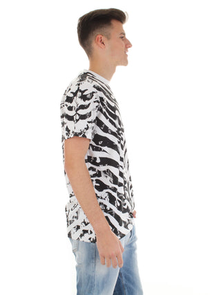 JOHN RICHMOND t-shirt con fantasia a contrasto BIANCO/NERO