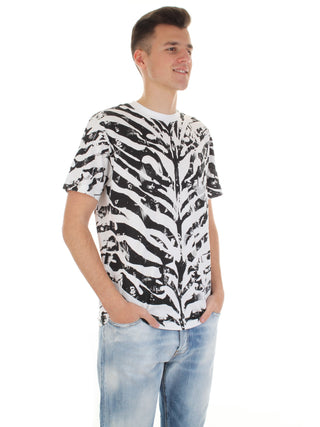 JOHN RICHMOND t-shirt con fantasia a contrasto BIANCO/NERO