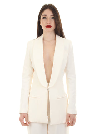 SILENCE giacca blazer con collo a scialla LATTE