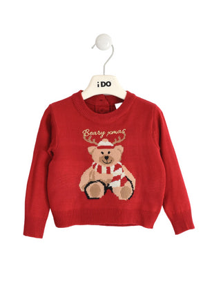 iDO Maglione natalizio con orsetto Rosso