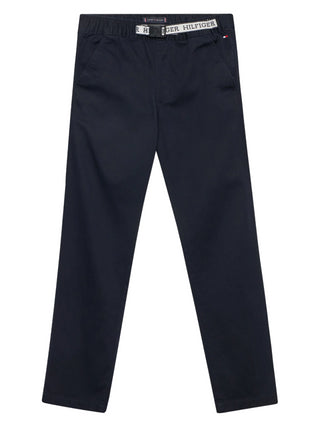 Tommy Hilfiger pantaloni in misto cotone con cintura blu