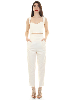 SILENCE pantalone con cinta alta LATTE