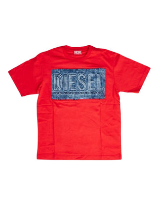 DIESEL T-shirt a maniche corte con logo Rosso