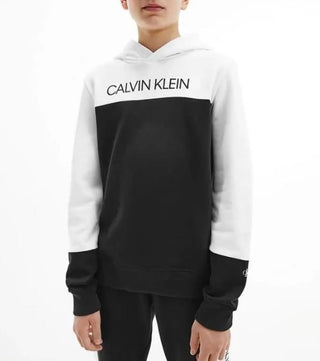 CALVIN KLEIN JEANS  boy IB0IB00952 completo 2 pezzi felpa con cappuccio e jogger in cotone biologico colore Nero