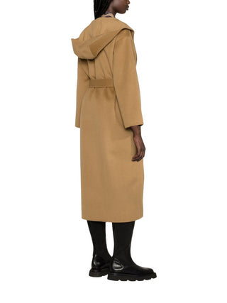 Pinko cappotto Ekelon in lana con cintura color cammello