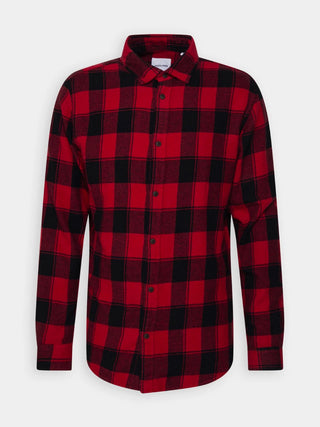 JACK&JONES Camicia a quadri in cotone Rosso