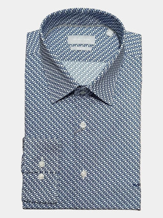 MICHAEL KORS Camicia slim fit in fantasia Blu/Bianco