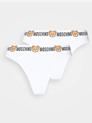 MOSCHINO UNDERWEAR Set di 2 slip con logo e orsetto Bianco