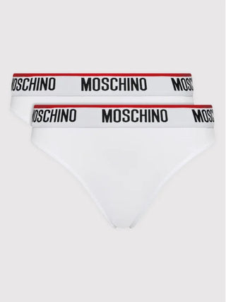 MOSCHINO UNDERWEAR Set di 2 slip con banda logata Bianco