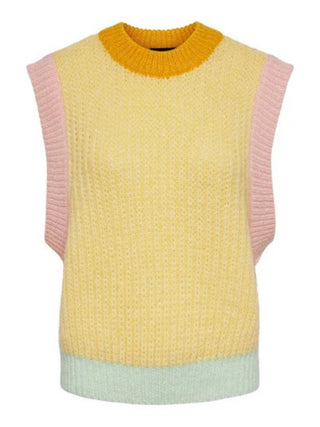 PIECES gilet in maglia da donna colore giallo