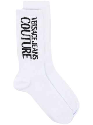 VERSACE JEANS COUTURE Calzini in cotone con logo Bianco/Nero