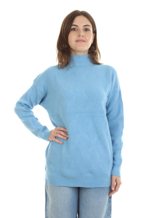 WHITE WISE Maglione a collo alto con maglia a intreccio Azzurro