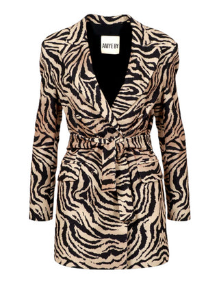 Aniye By abito blazer doppiopetto Vely con cintura in fantasia animalier beige nero