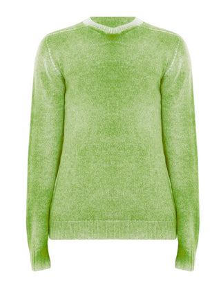 Arovescio maglia girocollo in misto lana e cashmere verde lime