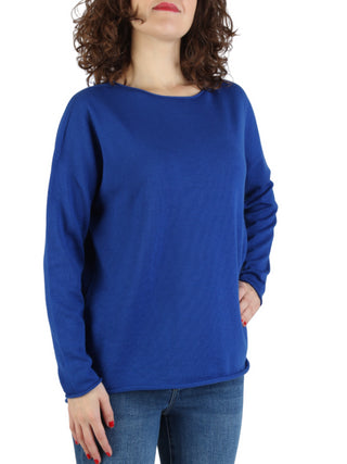 Arovescio maglione in lana Merino extrafine blu elettrico
