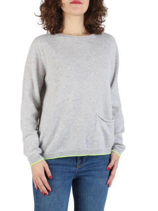 Arovescio maglia in lana e cashmere con tasca grigio chiaro