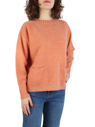 Arovescio maglione in lana e cashmere con tasche arancio