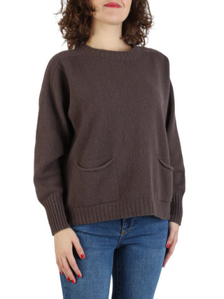 Arovescio maglione in lana e cashmere con tasche marrone