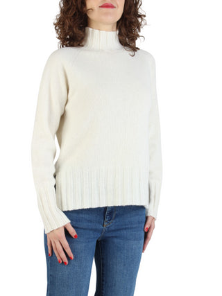 Arovescio maglia lupetto in lana e cashmere panna