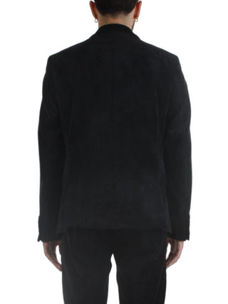 Bicolore giacca blazer monopetto in velluto nero