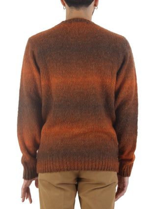Bicolore maglione girocollo in misto lana melange con sfumature color coccio