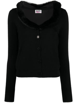 Blugirl cardigan con collo in pelliccia ecologica nero