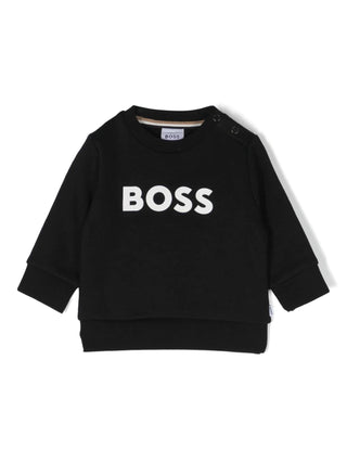 Boss felpa girocollo con logo nero bianco