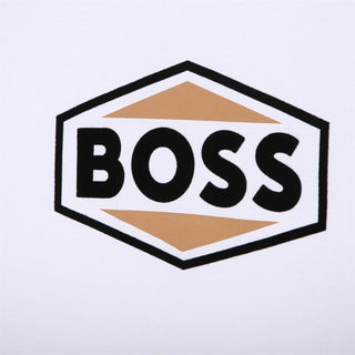 Boss T-shirt a maniche lunghe con logo bianco