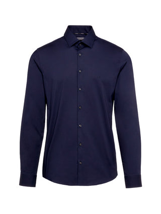 Calvin Klein camicia a maniche lunghe slim fit in cotone stretch blu