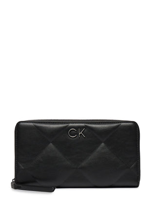 Calvin Klein portafogli in ecopelle trapuntata con zip nero