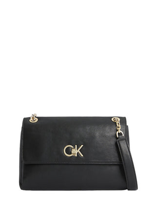 Calvin Klein borsa a spalla con placca logo monogram in ecopelle nero