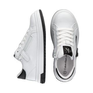 Calvin Klein Jeans sneakers in ecopelle con stringhe e zip bianco nero