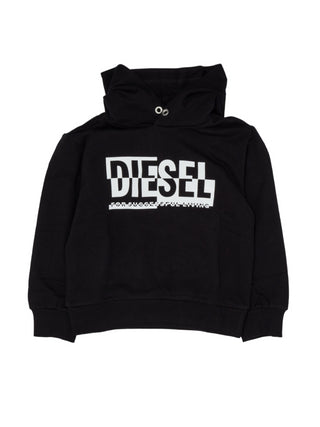 Diesel felpa unisex con cappuccio e stampa logo nero