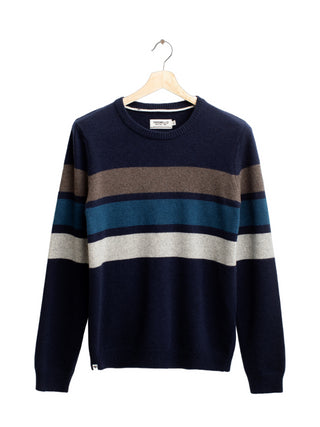 Fred Mello pullover girocollo in misto lana a righe blu