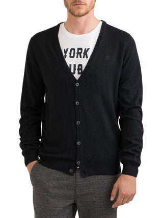 Fred Mello cardigan in maglia misto lana nero