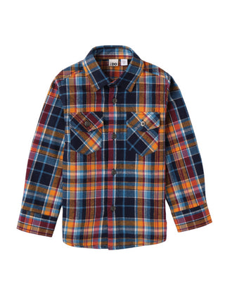 IDO Camicia a quadri blu arancio