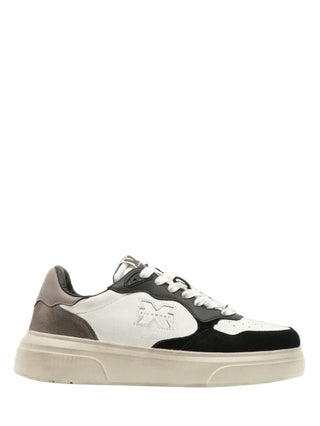 John Richmond sneakers in pelle e suede con logo bianco nero